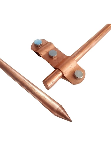 Çap 15 Mm Saf Bakır Topraklama Çubuğu Klemensli