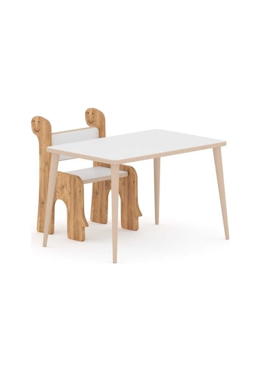 Miracle 3d Mdf Çalışma Masası Ve Sırt Dayamalı Sandalye 2-6 Yaş Beyaz 43 Cm 67 Cm 44 Cm Beyaz