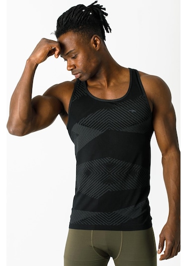 Maraton Active Ekstra Slim Erkek Atlet Yaka Kolsuz Training Siyah Atlet 824011-Siyah