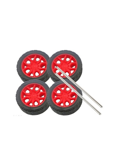 Ø30mm Çap A Kalite 4 Adet Kauçuk Tekerlek Ve 2 Adet Mil Seti