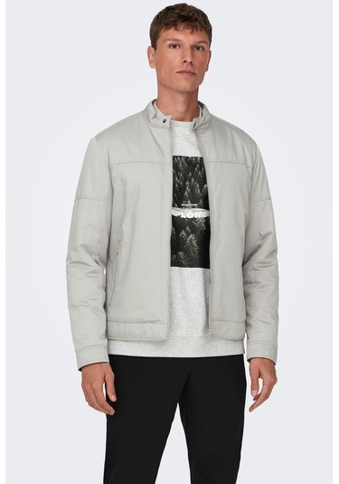 Only & Sons Erkek Önden Fermuarlı Ceket 22027380 Açık Gri
