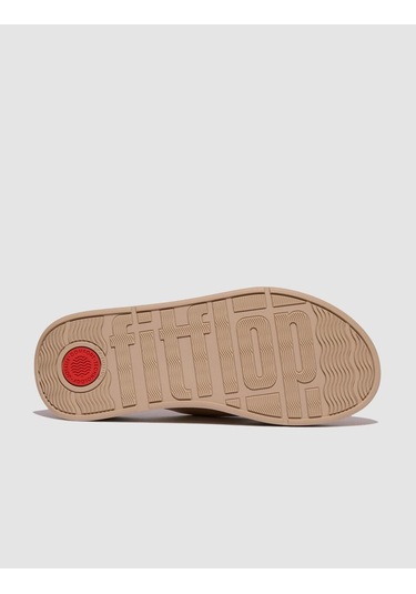 Fitflop F-mode Fw5 Hakiki Deri Krem Kadın Çapraz Bantlı Terlik Krem