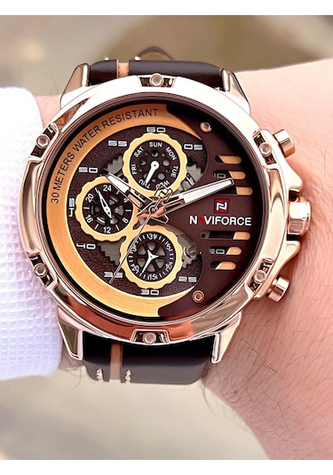 Naviforce Deri Kordon İç Fonksiyonları Aktif 3 Atm Suya Dayanıklı Erkek Kol Saati E.nvf.k.9110
