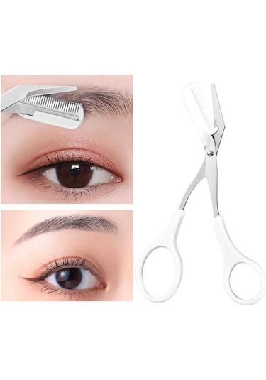 Çelik Mini Taraklı Kaş Makası Beyaz
