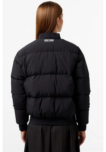 Lacoste Relaxed Fit Down Fill Jacket Kaztüyü Dolgu Dik Yaka Siyah Kadın Mont