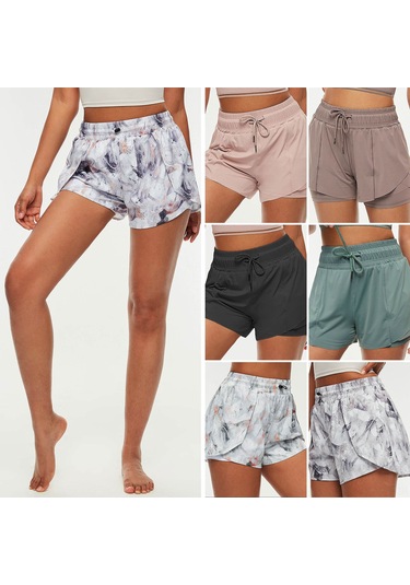 Reedark Kadın Spor Şortu: İki Parça Tasarım, Hızlı Kuruma, Nefes Alabilir, Ayarlanabilir Bel, Yoga Ve Koşu İçin İdeal Yeşil, L Beden Yeşil