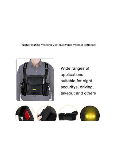 Dofolink Gece Işıkli Uyarı Yeleği, Çok Fonksiyonlu Depolama, Ayarlanabilir Askı, Güvenlik-patrul-outdoor Kullanıma Uygun, Pil İçermez