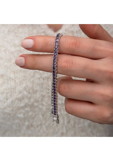 Diğer Gümüş Mor Zirkon Taşlı Su Yolu Kadın Bileklik Gümüş
