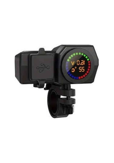 Pazly 1 Bilgisayar 3 Motosiklet Şarj Cihazı Dijital Ekran Çift Usb Araç Şarj Aleti 5v3a İphone Huawei İçin