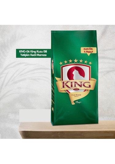 King Plus Kuzu Etli ve Pirinçli Yetişkin Kedi Maması 15 KG