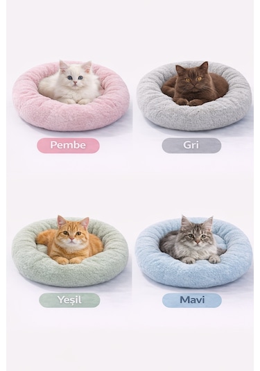 Kedi Köpek Simit Yatağı Karışık Renklerde 12 45 Cm