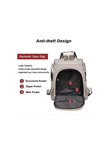 Moveevo Kadın Çift Askılı Sırt Çantası - Minimalist Desenli Nilon Oksford Kumaş - Dışarıda Kullanıma Uygun - Kahverengi Diğer