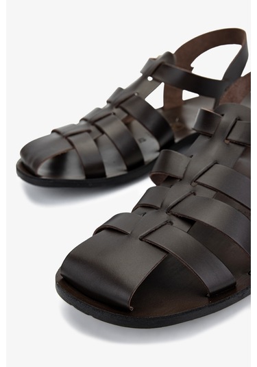 Valmenti Erkek Hakiki Deri Kahverengi Düz Sandalet 1152 019 Erk Sndlt Y25 T.moro Kahverengi