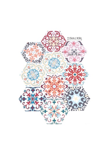 Reedark Pvc Materyal Hexagon Dekoratif Zemin Sticker - Su Geçirmez, Kaymazsız, Otomatik Yapışkan, 10 Adet Paket Diğer