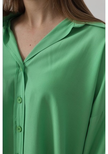 Geniş Manşet Detaylı Gömlek - A.yeşil Yeşil