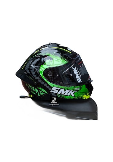 Smk Typhoon Reptile Kapalı Kask 001 Gri - Siyah - Yeşil