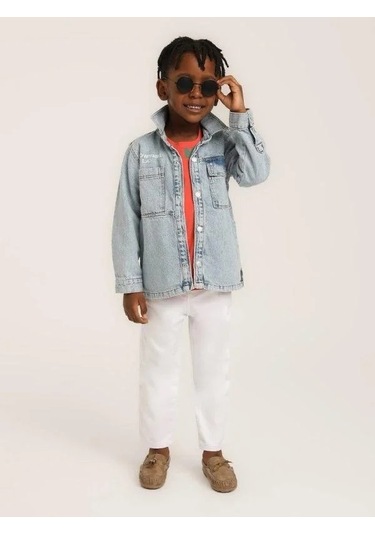 Erkek Çocuk Downhill Yazılı Kot Ceket-15632 Mavi