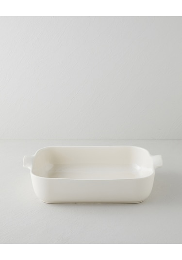 English Home Hecha Seramik Dikdörtgen Fırın Kabı 40 Cm Krem Krem