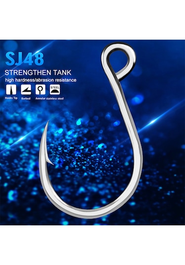 Vkemall Deniz Balıkçılığı İçin Yüksek Karbon Çelik Telli İğneler 4 Numaralı, 20 Adet Paket