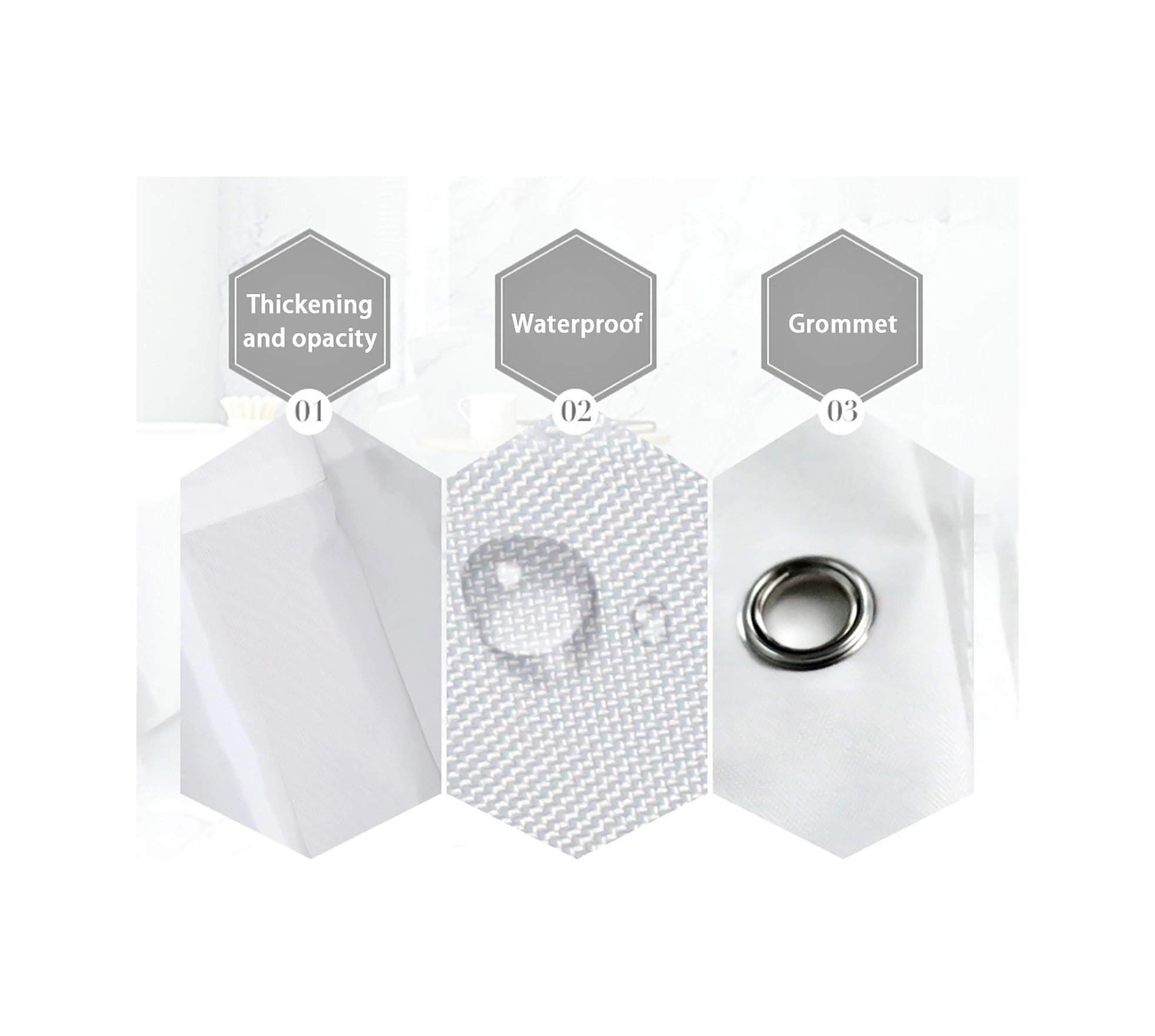 Youmex Beyaz Su Geçirmez Anti-moisturizing Banyo Perdesi - Kalın Poliester, 150x200 Cm, 10 Adet Kanca İle 1 Adet Beyaz