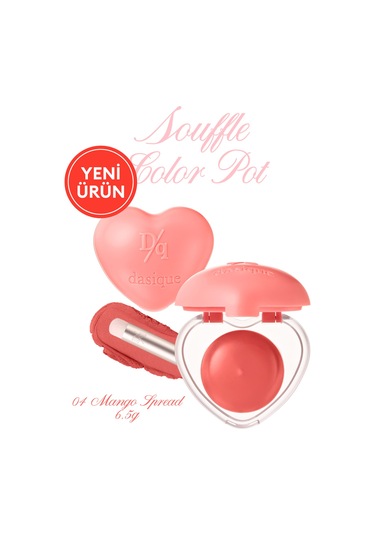 Dasique Kalp Tasarımlı Yoğun Pigmentli Köpük Yapılı Kadife Bitiş Sunan Ruj Souffle Color Pot 04 Mango Spread 04 Mango Spread