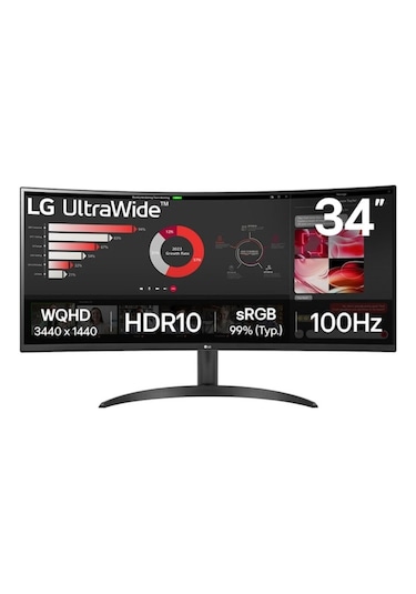 Lg 34'' Ultrawide 34wr50qk-b 100hz 5ms Va Qhd 3440x1440 Curved Monitör