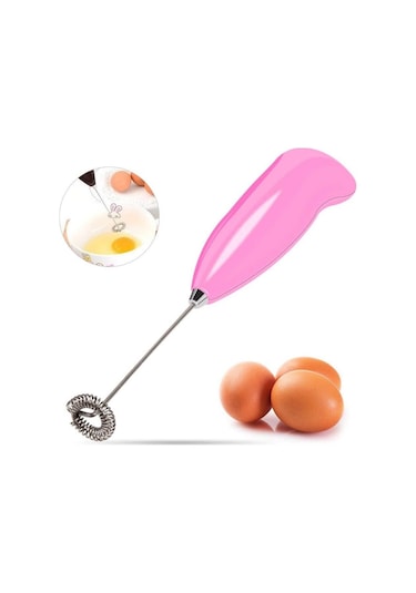 Coffee Whisk Pilli Çırpıcı Mini Pembe Mixer