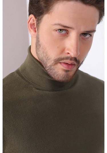 Ferraro K.Haki Balıkçı Yaka Pamuk Kazak Haki