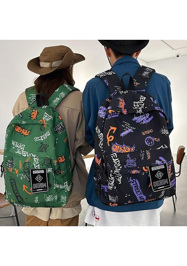 Suntek Graffiti Sırt Çantası Dizüstü Bilgisayar Günlük Siyah