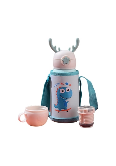 Yingfu 500 Ml Paslanmaz Çelik Taşınabilir Yalıtımlı Çocuk Suluk Mataralar Yeşil Yeşil