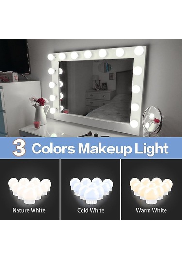 Nature White 2 Ampullü Led Makyaj Aynası Işığı Tuvalet Masası Banyo İçin Çok Renkli