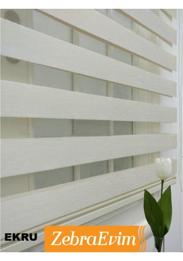 Zebraevim Bambu Beyaz-Ekru Zebra Perde Yeni Sezon