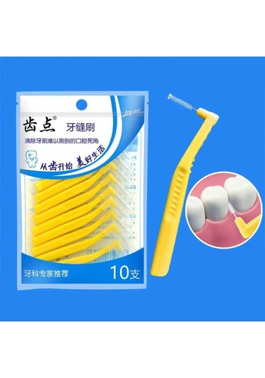 Sones 10 Adet / Paket Ortodontik Dişler Diş Arası Fırçalar Diş Teli Tel Yumuşak Kıllar Sarı