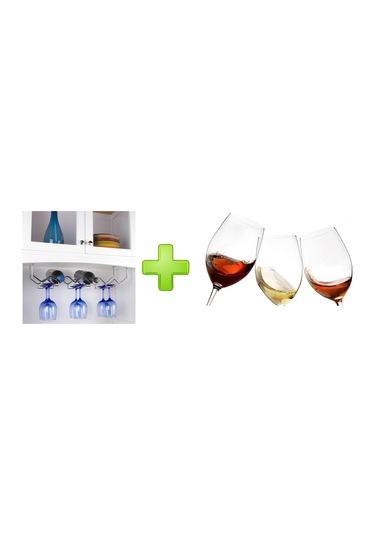 CAM KADEH 3 LÜ SET VE 1 ADET ŞARAPLIK VE BARDAK KURUTUCU RAF