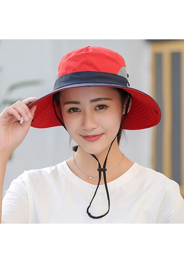 Uv Işınlarına Karşı Koruyucu Geniş Kenarlı Güneş Şapkası - Rahat Kumaşlı Ve Hava Geçirgen Kırmızı