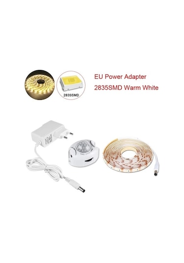 Metabagua De Beers Hareket Sensörü Dolap Altı Işıkları Dolap Mutfak Yatak Acil Gece Lambası Esnek Led Şerit Dc 12v Abd Ab Güç Adaptörü F5qbın Bej