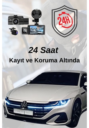 Wearfitpro F6 4k 1080p Monitörlü Gece Görüşlü 3 Kanal Araç İç Dış Kamera