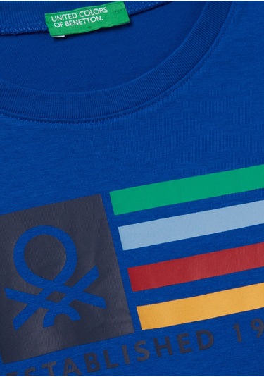 Erkek Çocuk Çok Renkli Logo Baskılı Bisiklet Yaka Uzun Kollu T-shirt Lacivert