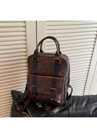 Kadınlar İçin Yeni Popüler Moda Düz Renk Öğrenci Okul Çantası Rahat Sırt Çantası Retro Büyük Kapasiteli Çantasiyah Diğer