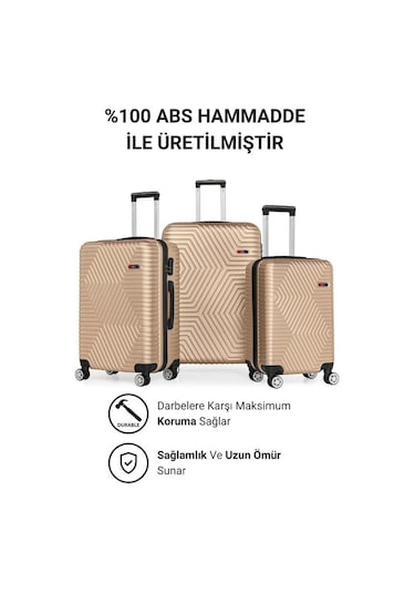 G&d Polo Suitcase Abs 3'lü Gold Lüx Valiz Seyahat Seti 600.06-set Altın