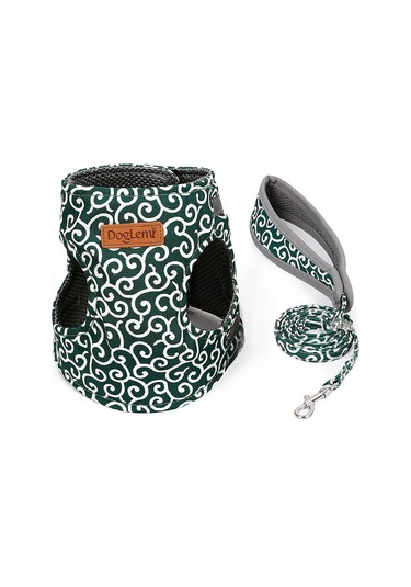 Doglemi Pet Kedi Çekiş Halat Göğüs Koşum Yelek Tipi Çekiş Takım Kedi Yürüyüş İpi, Boyut: S Yeşil Çok Renkli