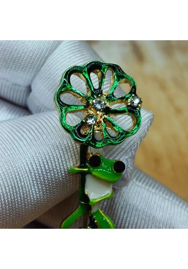 Villovatik Çatırtı Broşu Şemsiyeli Kurbağa 177097305 Altın Rengi