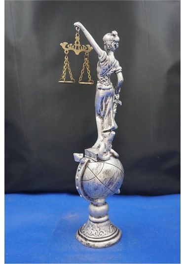 Themis Adalet Terazisi Heykeli 35 Cm Dekoratif Ev & Ofis Biblosu Gümüş