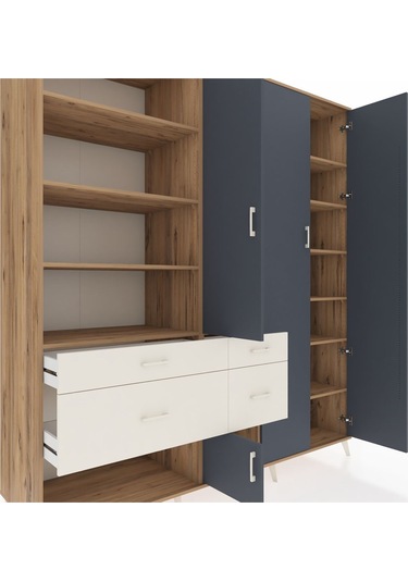 Kronos Dolap 14 Raflı 4 Çekmeceli 4 Kapaklı 220x59x243 Çam-antrasit/aytaşı Antrasıt/aytası Kronos Dolap 14 Raflı 4 Çekmeceli 4 Kapaklı 220x59x243 Çam-antrasit/aytaşı Antrasıt/aytası