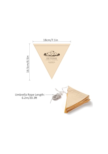 Monyee Kamp Bayrağı Triko Pamuk 10 Adet Sarı-kahverengi 6.2m Teli 18x16.5cm Renkli Çadır Bayrakları Çok Renkli