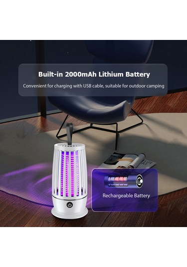 Teltree Usb Şarjlı Taşınabilir Led Sivrisinek Öldürücü Ve Gece Lambası, Dahili Lityum Pil, Beyaz Renk Beyaz