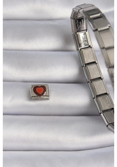 316l Çelik Gümüş Renk Kahverengi Kalp İşlemeli Nomination Charm