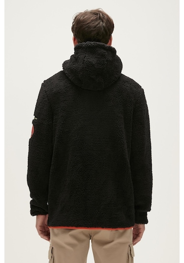 Bad Bear Shaggy Plush Full-zip Siyah Peluş Erkek Kapüşonlu Sweatshirt-siyah Siyah