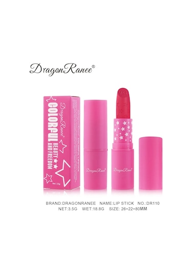 9 Renk Su Geçirmez Gül Kırmızı Kadife Mat Ruj Nemlendirici Uzun Ömürlü Yıldız 09 Pembe