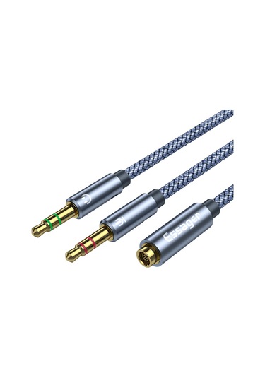 Essager Kadın Çift Erkek Mic AUX Ses Y Kablosu 3.5 MM 0.25 Metre